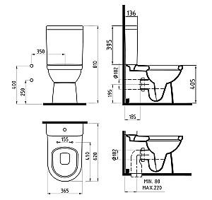 Vas WC Bien Banyo Capri BTW White No-Rim+Capac