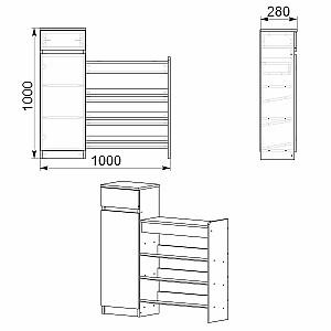 Dulap pentru incaltaminte KompaniT TO-16 Atelie Deschis (Gri)
