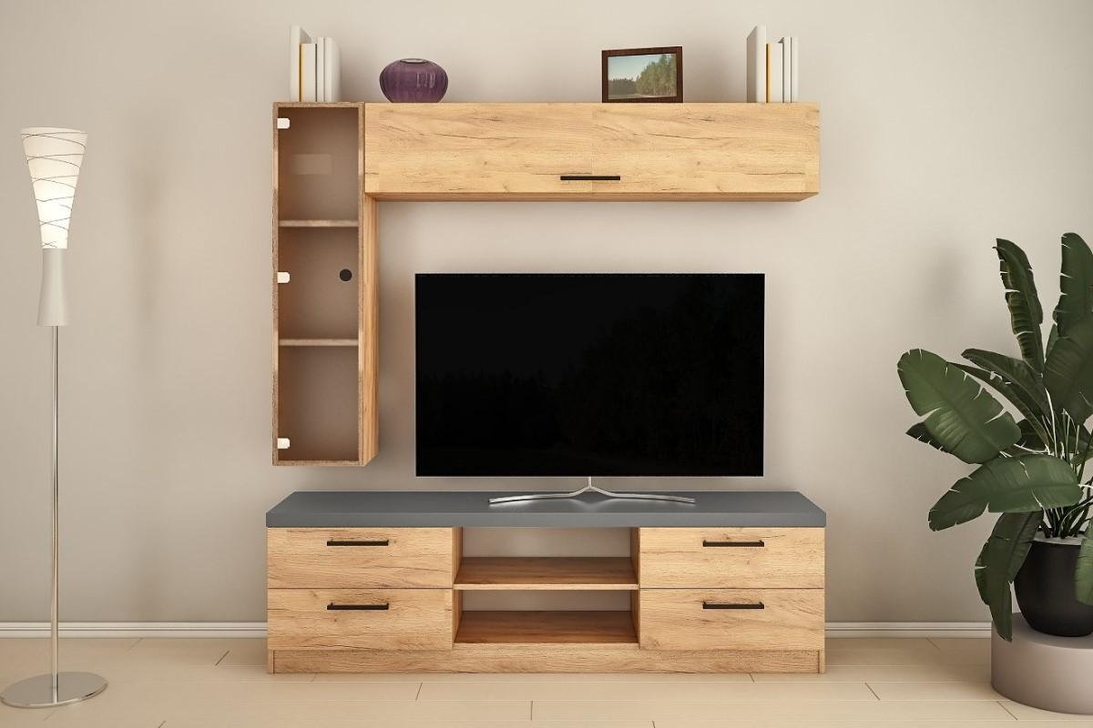 Living PS Z-3 (TV-1.5 m) 1.8 m Stejar Auriu / Grafit Gri