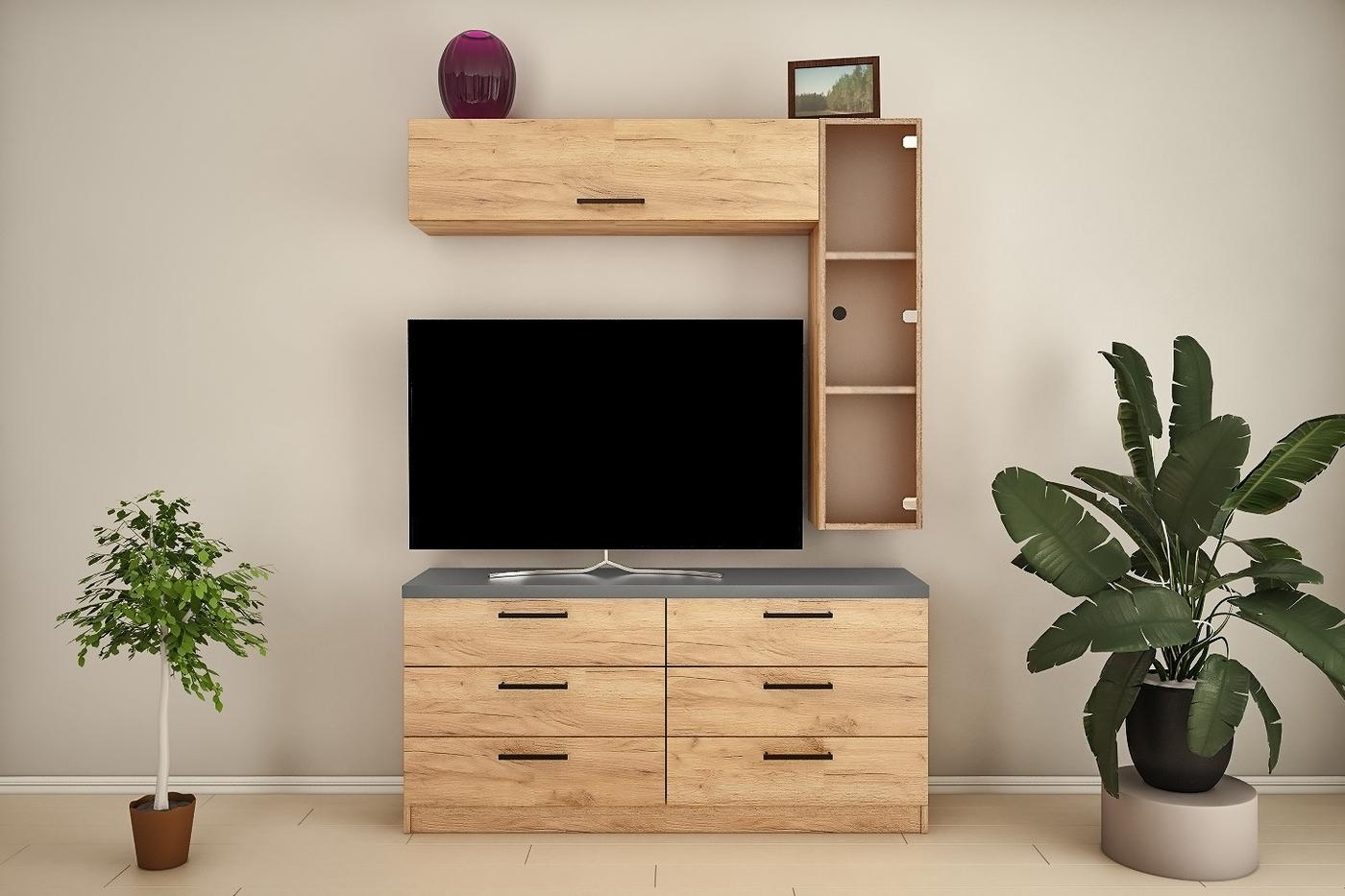 Living PS Z-9 (TV-1.2 m) 1.5 m Stejar Auriu / Grafit Gri