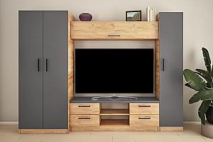 Living PS Elena Mini Z (TV-1.5 m) 2.7 m Stejar Auriu / Grafit Gri