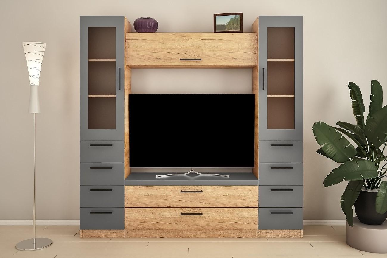 Living PS Z-5 (TV-1.2 m) 2 m Stejar Auriu / Grafit Gri