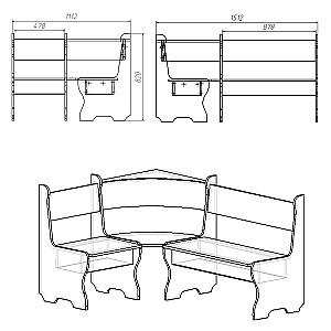 Coltar bucatarie KompaniT Malta Atelie Deschis (Gri) / Balaton 96 (Negru)