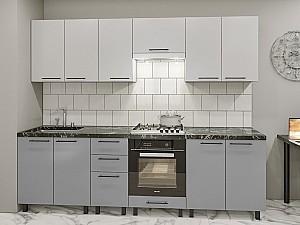 Set mobila bucatarie PS Iulia 2.6 m (seria Y) Gri Deschis / Gri