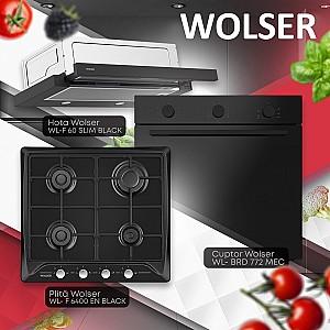 Set Wolser WL- F 6400 EN BLACK + WL- BRD 772 MEC Dark Black Glass + WL-F 60 SLIM BLACK