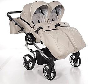 Carucior pentru gemeni Junama DUO V3 ECO Beige Silver