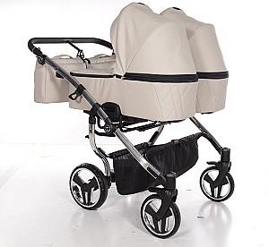Carucior pentru gemeni Junama DUO V3 ECO Beige Silver