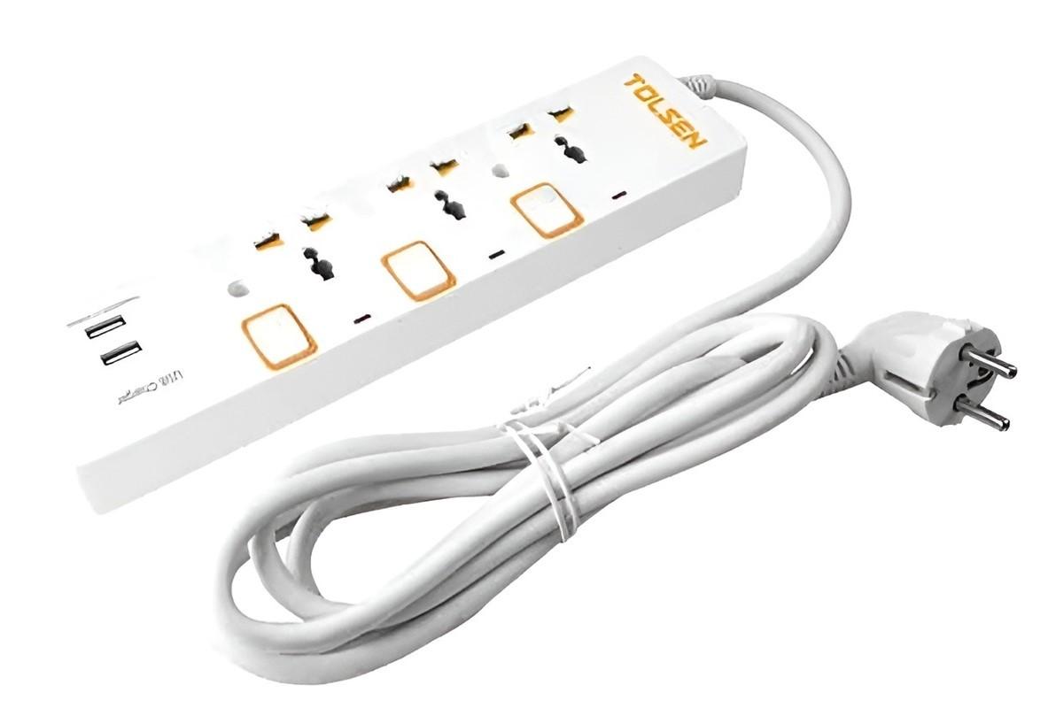 Prelungitor Tolsen 3P+USB 250V 3m (38310)