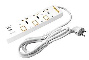Prelungitor Tolsen 3P+USB 250V 3m (38310)