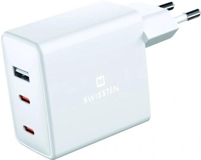 Incarcator telefon SWISSTEN GaN 2xUSB-C + 1xUSB 70W White