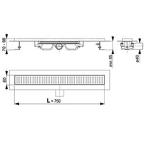 Rigola de dus Alca APZ101-750 Low