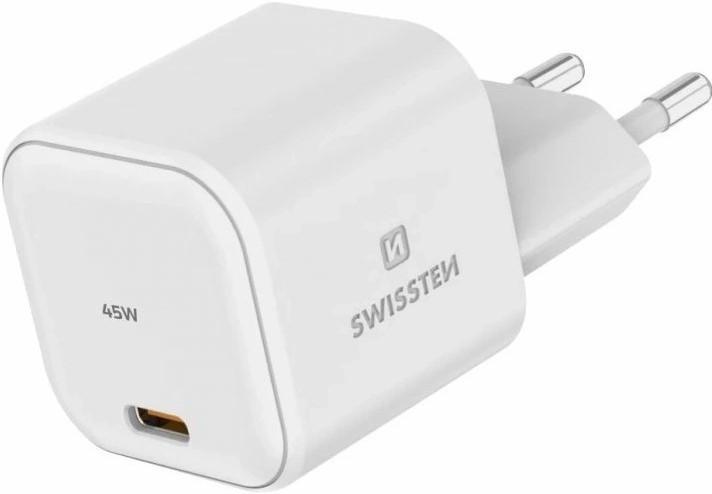 Incarcator telefon SWISSTEN GaN 1xUSB-C 45W PD White