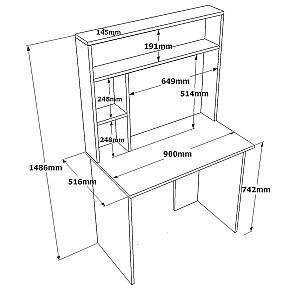 Masa de birou Trendy BR2-AA Pin Atlantic (Bej)/Antracit (Gri)