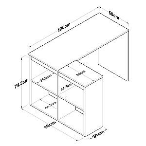 Masa de birou Trendy HA113 2035 Stejar (Bej)/Alb