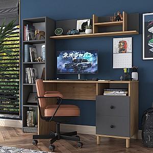 Masa de birou Trendy HA115 2643 Nuc (Maro)/Antracit (Gri)