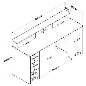 Masa de birou Trendy HA110 2629 Nuc (Maro)/Antracit (Gri)