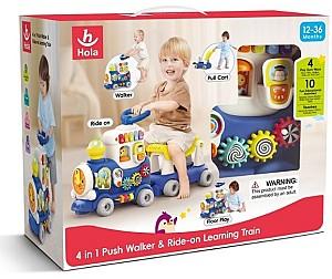 Jucarie de impins si tras Hola Toys 4 in 1 „Trenuț” (HE8990B)