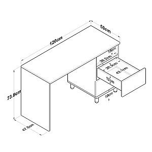 Masa de birou Trendy HA109 2633 Nuc (Maro)/Alb