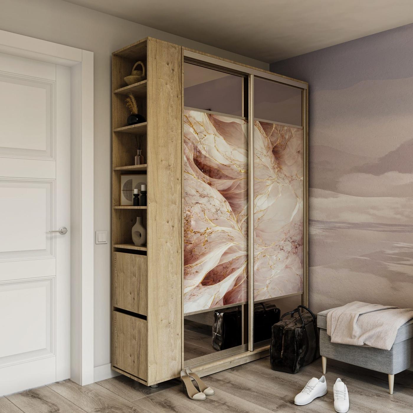 Dulap-cupe Confort-NV 120x60x220 (imprimare foto) Stejar Artizan/Imagine(4005)/Oglinda Bronz + Anexa