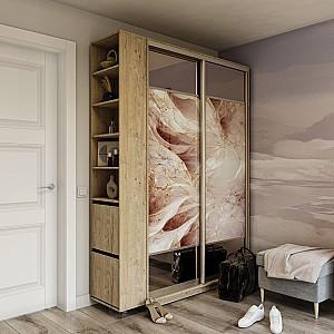 Dulap-cupe Confort-NV 120x60x220 (imprimare foto) Stejar Artizan/Imagine(4005)/Oglinda Bronz + Anexa