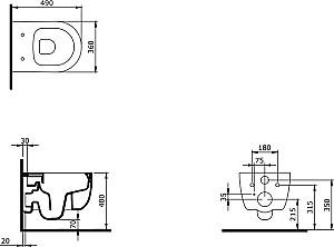 Vas WC Bocchi V Tondo Compact Matt 49cm