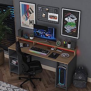 Masa de birou Trendy HA122 3000 Nuc (Maro)/Antracit (Gri)