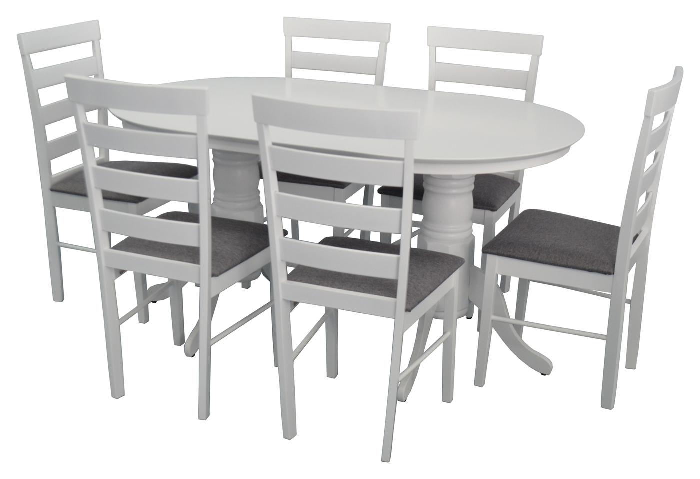 Set de masa si scaune Evelin HV 24V White + 6 scaune Gloria White NV-10WP Grey