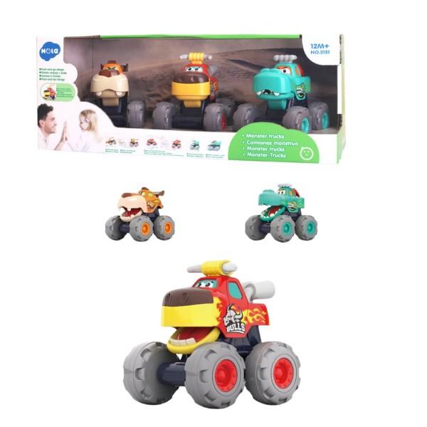 Masina jucarie Hola Toys Set de Camioane Monster Trucks
