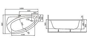 Cadă de baie Polimat Frida 1 140x80 Left (15488) ST