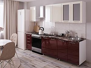 Set mobila bucatarie PS Lena 2 m (MDF lucioasa) Bianco / Bordo