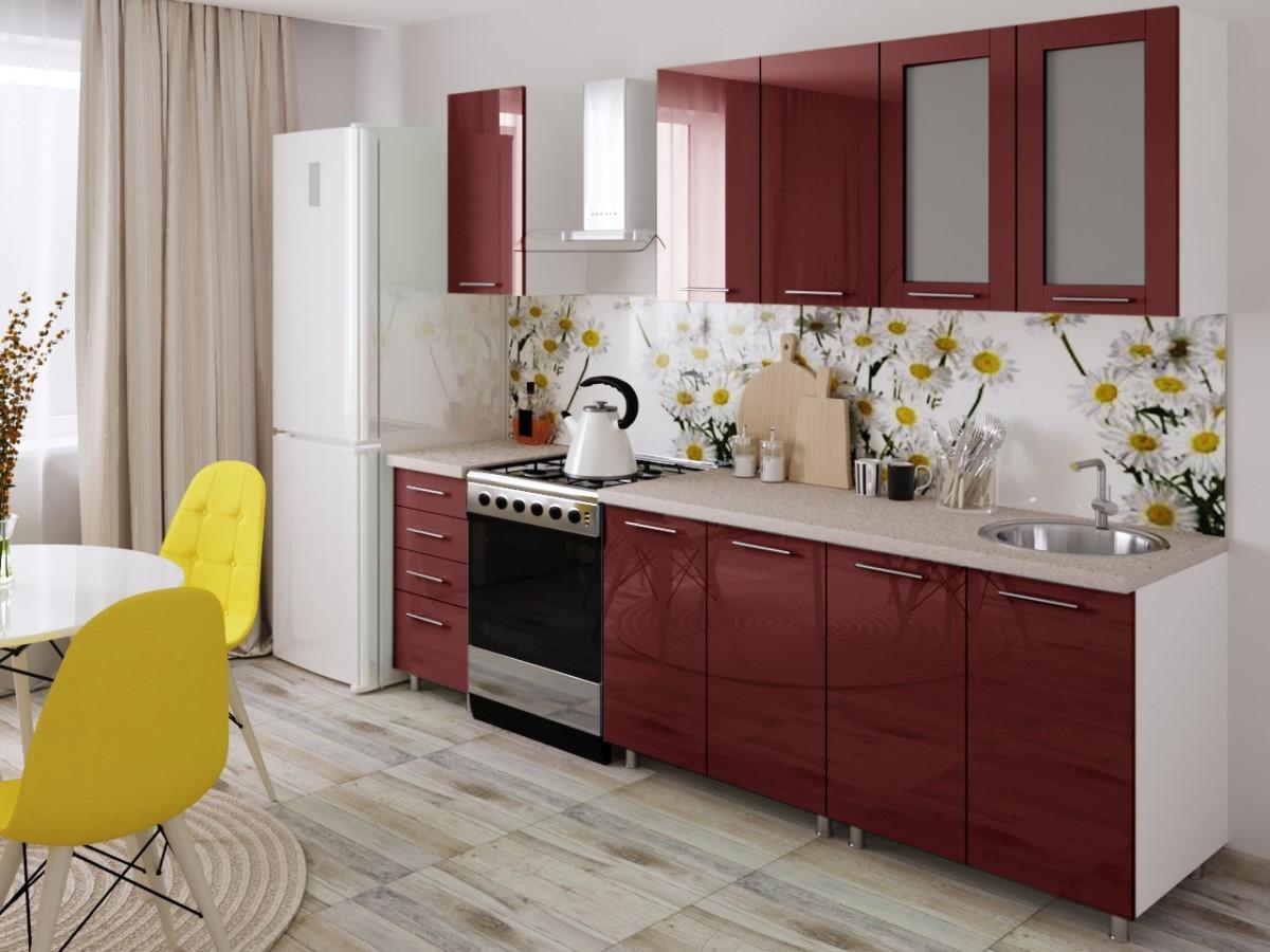 Set mobila bucatarie PS Lena 1.6 m (MDF lucioasa) Bordo