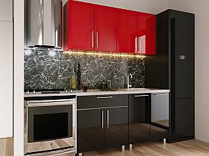 Set mobila bucatarie PS Mini 1.6 m (MDF lucioasa) Rosu / Negru