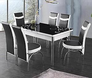 Set de masa si scaune VLM Kelebek II 2393 (6 scaune Merchan Black/White)