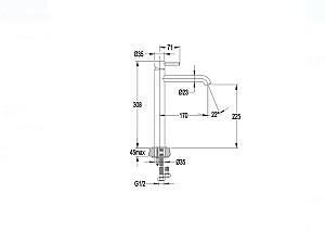 Baterie pentru lavoar Omnires Y brushed nikel Y1212NI