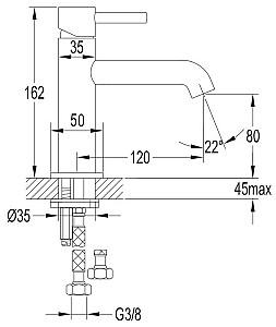Baterie pentru lavoar Omnires Y Alb mat Y1210NWM