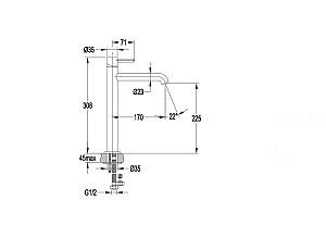 Baterie pentru lavoar Omnires Y brushed graphite Y1212GR