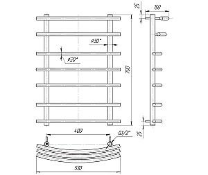 Uscător de prosoape Mario 700x530/400