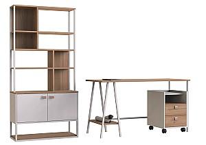 Etajera Dogtas MAYER 90cm Alb/Natural(Maro)