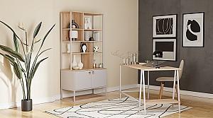 Etajera Dogtas MAYER 90cm Alb/Natural(Maro)