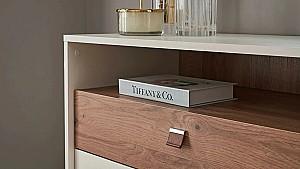 Comoda Dogtas MAYER 90.6cm Alb/Stejar (Maro)