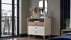 Comoda Dogtas MAYER 90.6cm Alb/Stejar (Maro)