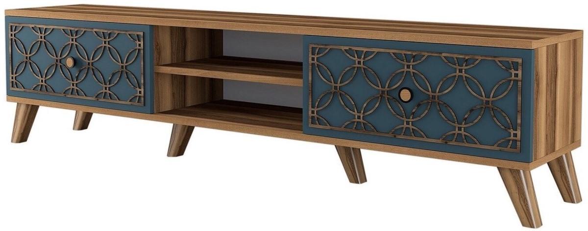 Tumba pentru televizor Trendy Clasa Nuc (Maro)/Calcedonie (Albastru)