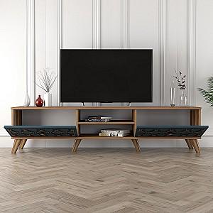 Tumba pentru televizor Trendy Clasa Nuc (Maro)/Calcedonie (Albastru)