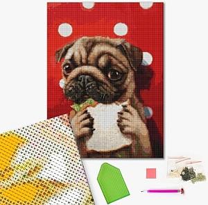 Pictura cu diamante BrushMe Cățeluș fericit, Lucia Heffernan 40*50 сm (fără cutie)