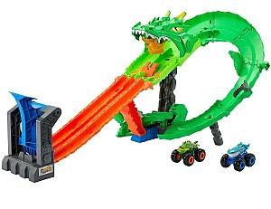  Hot Wheels Demolarea Dragonului cu 2 mașini Monster Trucks 1:64