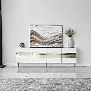 Tumba pentru televizor Trendy Leon Alb/Argintiu