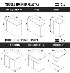 Set mobila bucatarie Ambianta Astra 2 m Artisan / Crem