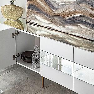 Tumba pentru televizor Trendy Leon Alb/Auriu