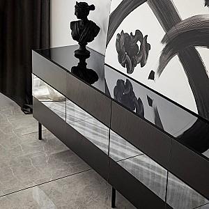 Tumba pentru televizor Trendy Leon Negru/Fume (Gri)