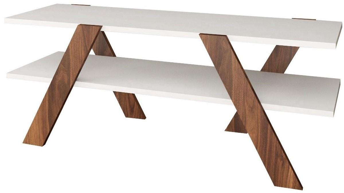 Tumba pentru televizor Trendy De baza 146 Alb/Nuc (Maro)